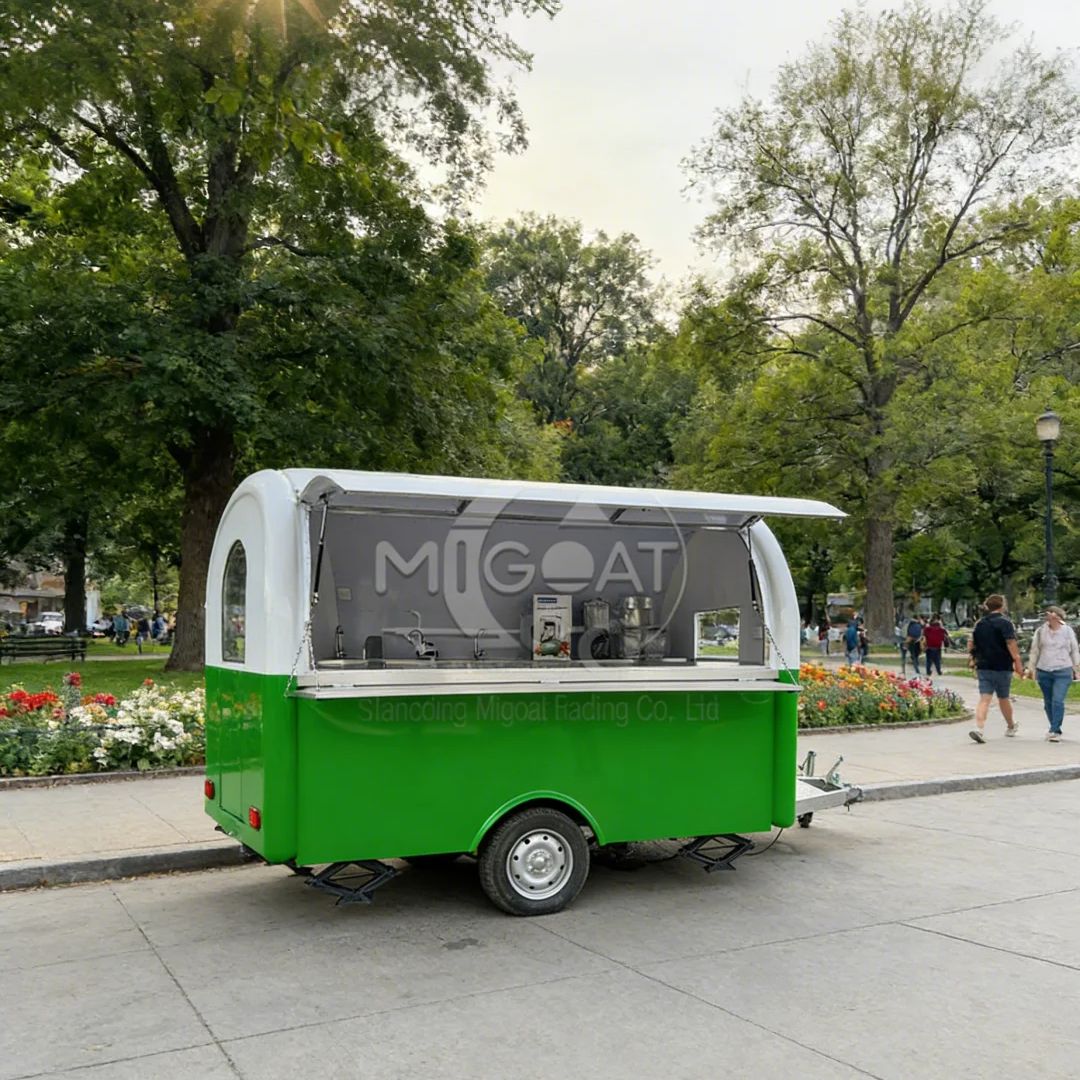 Food Snacks That Are Green - Camion de cuisine mobile vert commercial