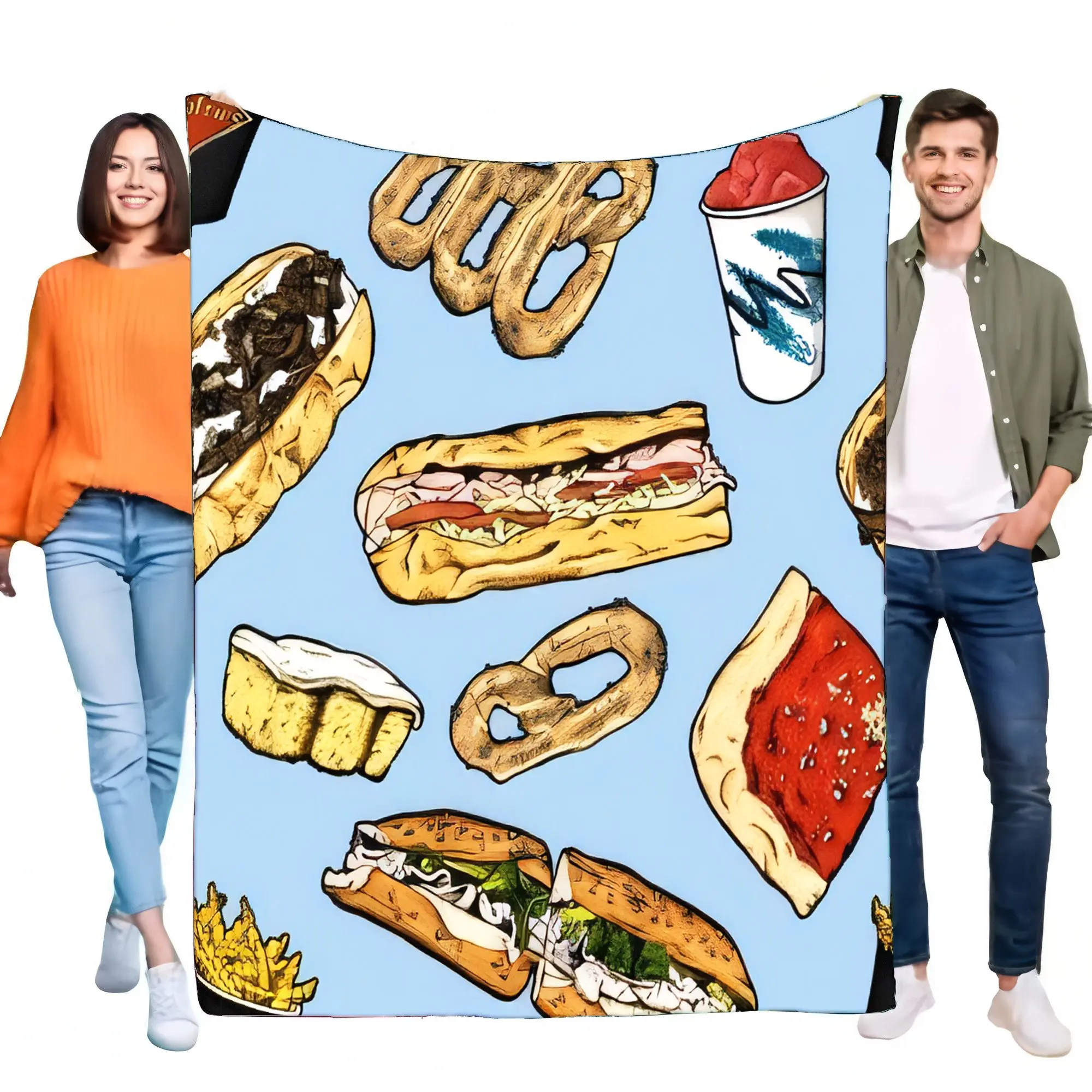 Soft Food Snacks Kids - Couverture polaire en flanelle à motif
