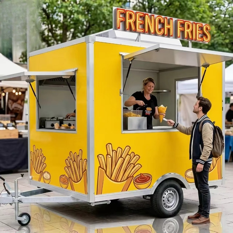 Food Snacks Easy - Chariot de vente ambulant avec roues,