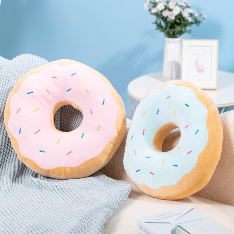 Soft Food Snacks Kids - Oreiller en peluche Donut, couleurs acidulées,