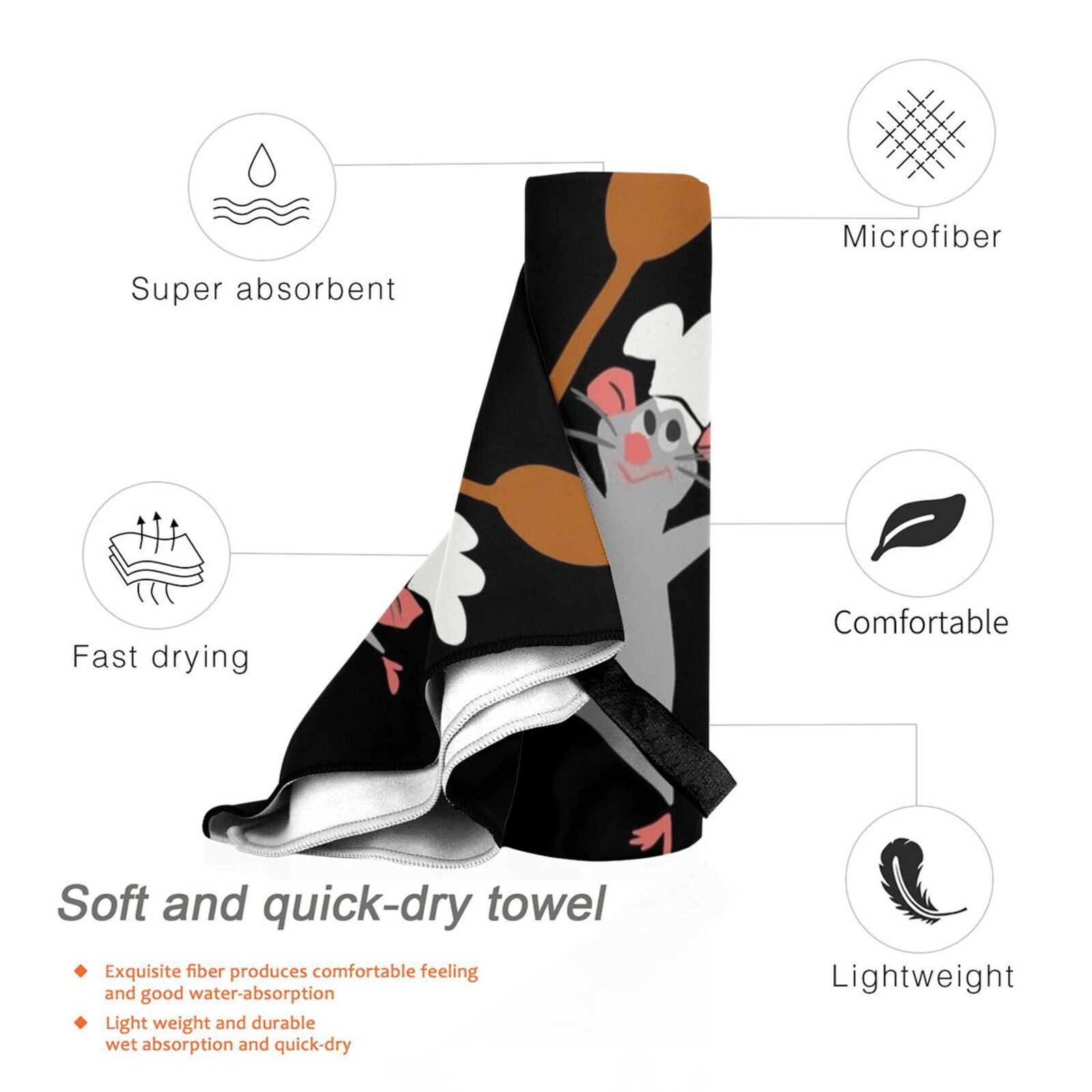 Serviette de bain Chef Rat, co - Quick Food Snacks avis et prix