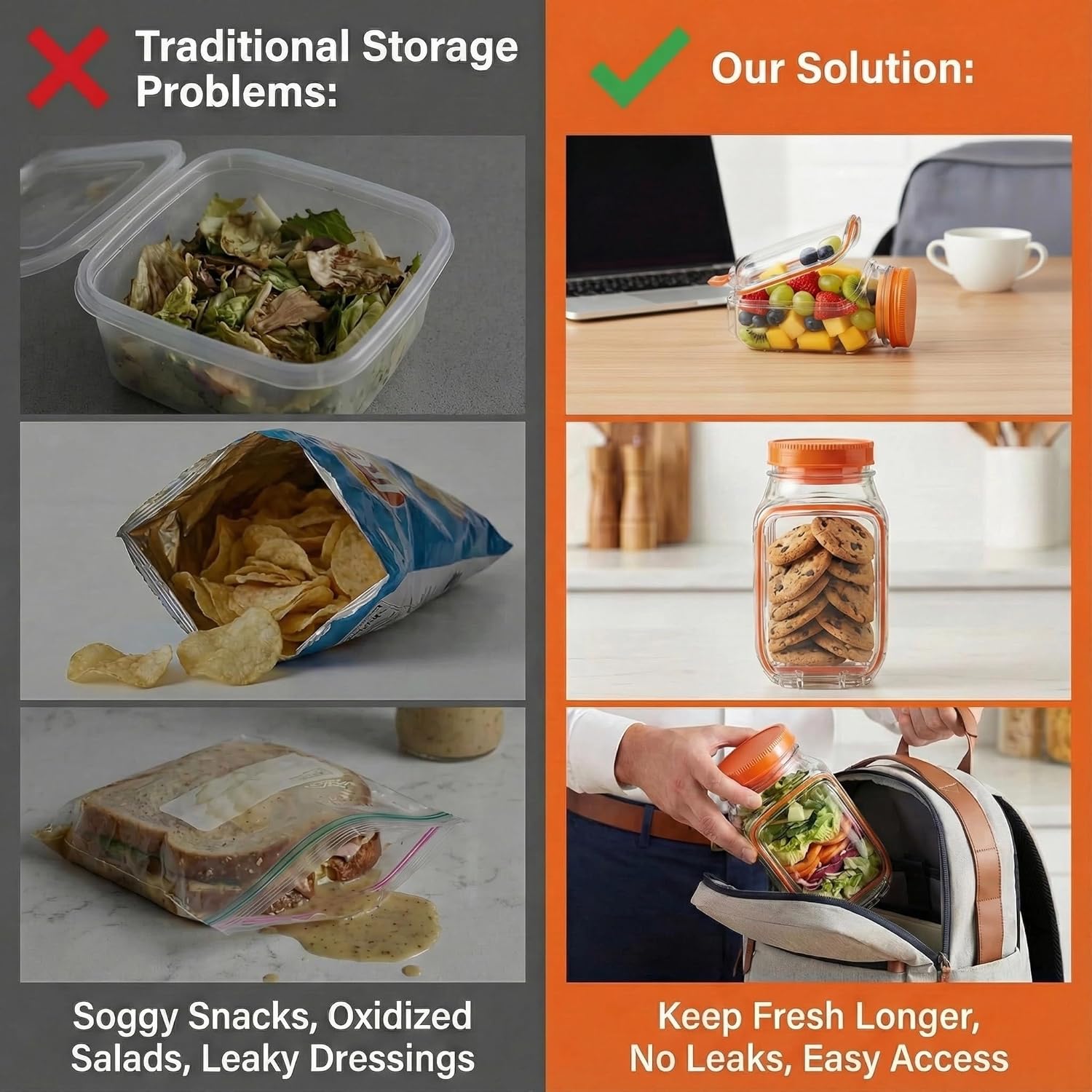Lot de 2 récipients à salade d - Food Snacks That Are Green avis et prix