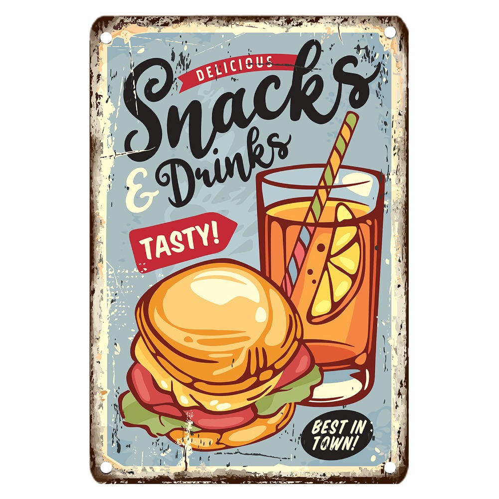 Panneau métallique alimentaire - Food Snacks Easy avis et prix